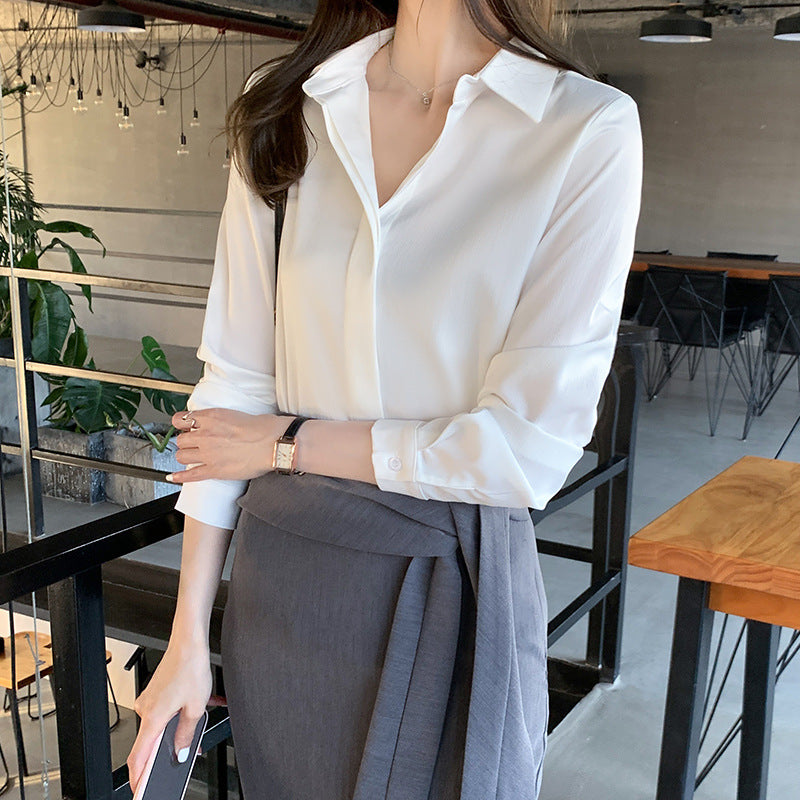 Spring New Korean Version Design Sense Temperament Long-sleeved Casual Shirt Women's Underwear Spring Top Smart Casual