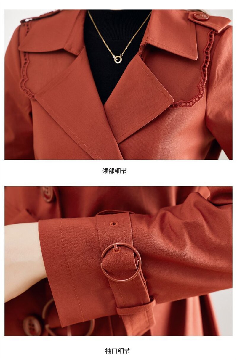 Trench Coat Spring Autumn  Woman  Fashion Lapel Double-Breasted Lady Long Trench Coat for Women Overcoat Female Windbreaker 3XL