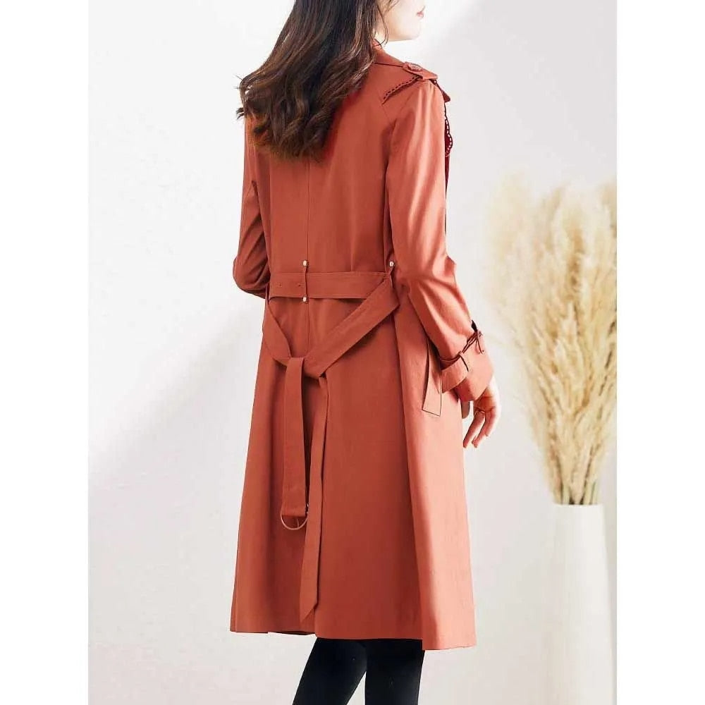 Trench Coat Spring Autumn  Woman  Fashion Lapel Double-Breasted Lady Long Trench Coat for Women Overcoat Female Windbreaker 3XL