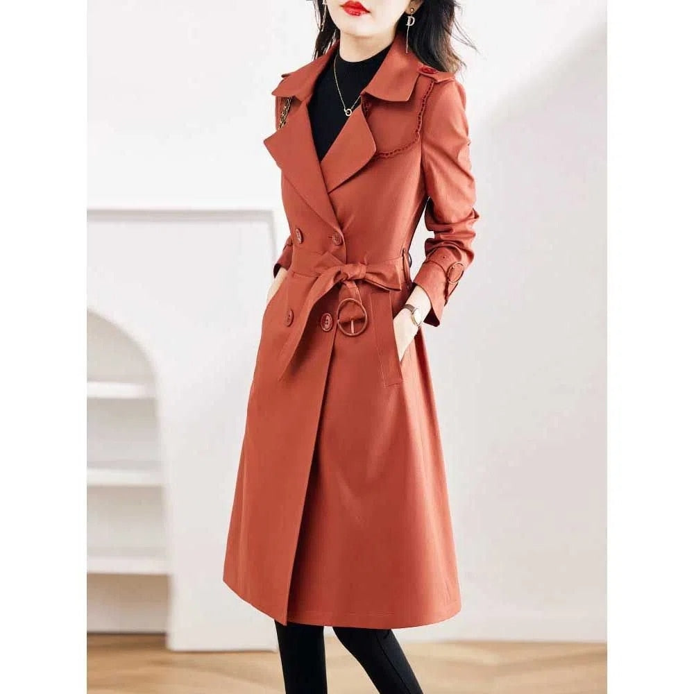 Trench Coat Spring Autumn  Woman  Fashion Lapel Double-Breasted Lady Long Trench Coat for Women Overcoat Female Windbreaker 3XL