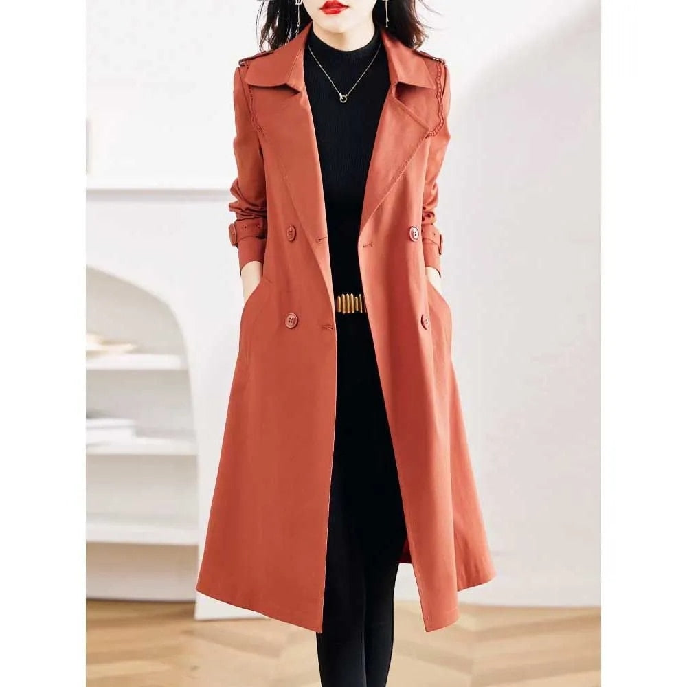 Trench Coat Spring Autumn  Woman  Fashion Lapel Double-Breasted Lady Long Trench Coat for Women Overcoat Female Windbreaker 3XL